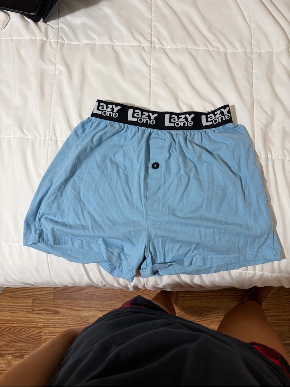 Lazy One Light Blue Men's Boxer Shorts with Black Logo Waistband